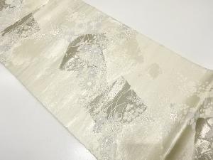 破れ色紙に菊・梅・秋草模様織り出し　袋帯